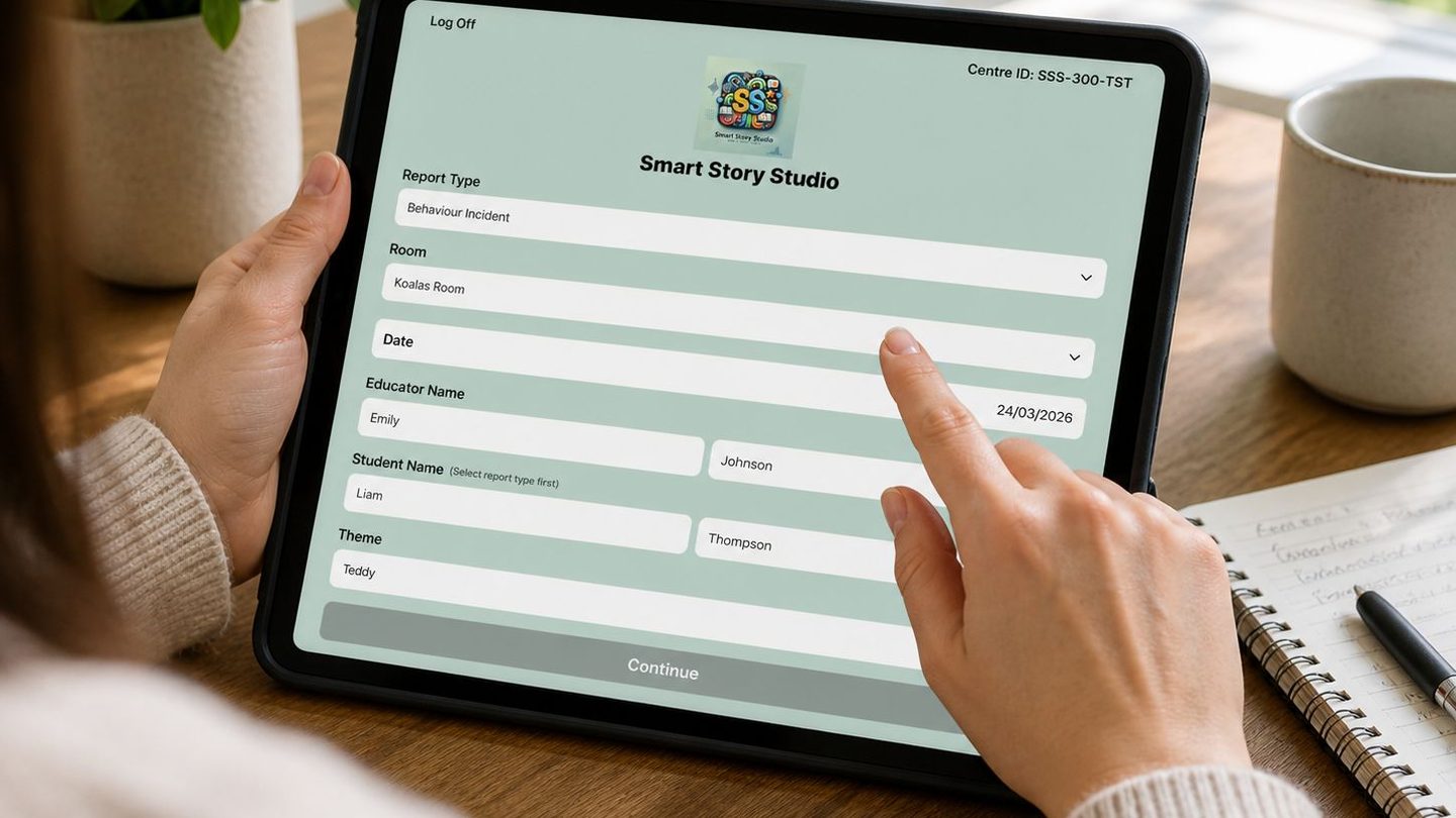 Smart Story Studio demo — educator using iPad app
